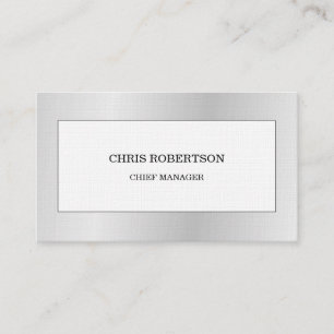 Carte De Visite Lin Premium Uni Minimaliste Moderne Blanc Gris