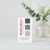 Carte De Visite Lin professionnel moderne gris blanc rouge (Debout devant)