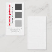 Carte De Visite Lin professionnel moderne gris blanc rouge (Devant / Derrière)