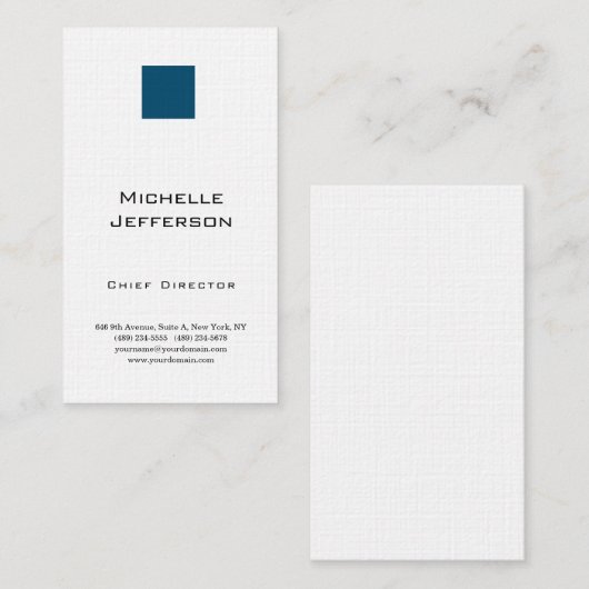 Carte De Visite Lin professionnel moderne Océan bleu blanc (Devant / Derrière)