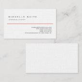 Carte De Visite Lin Rouge Blanc Classique Élégant Plat Professionn (Devant / Derrière)