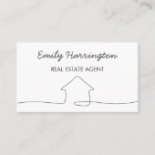 Carte De Visite Line Art QR Code Neutral Real Estate Agent (Devant)