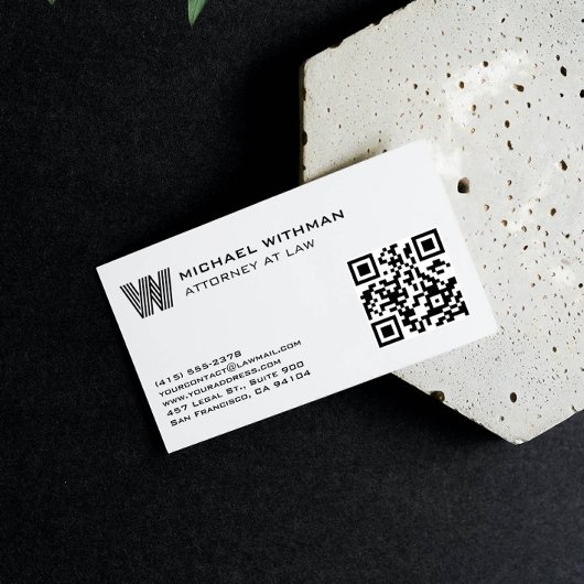 CARTE DE VISITE LINE MONOGRAM  MASCULINE QR ATTORNEY ACCOUNTANT