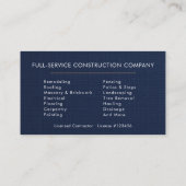 Carte De Visite Linen Building Construction Navy Blue   (Dos)