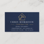 Carte De Visite Linen Building Construction Navy Blue   (Devant)