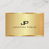 Carte De Visite Linen Faux Gold Modèle Monogramme initial personna (Devant)