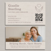 Carte De Visite Linen Home Caregiver QR Code Certified Support