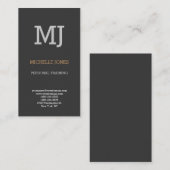 Carte De Visite Linen Moderne Plain Monogramme Gris Personal Train (Devant / Derrière)