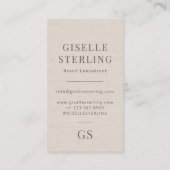 Carte De Visite Linen Monogram Modern Elegant Minimalist  (Dos)