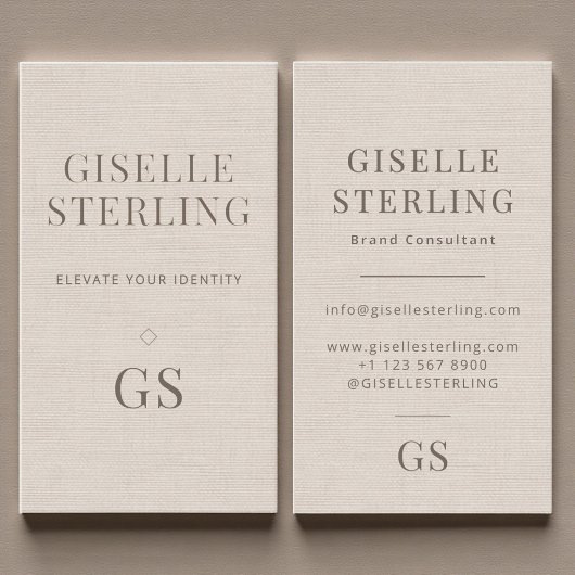 Carte De Visite Linen Monogram Modern Elegant Minimalist 