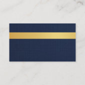 Carte De Visite Linen Navy Blue Gold House Real Estate Broker  (Dos)