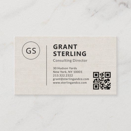 Carte De Visite Linen Professional QR Code Company Logo  (Devant)