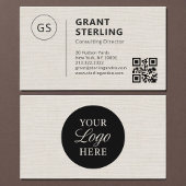 Carte De Visite Linen Professional QR Code Company Logo 