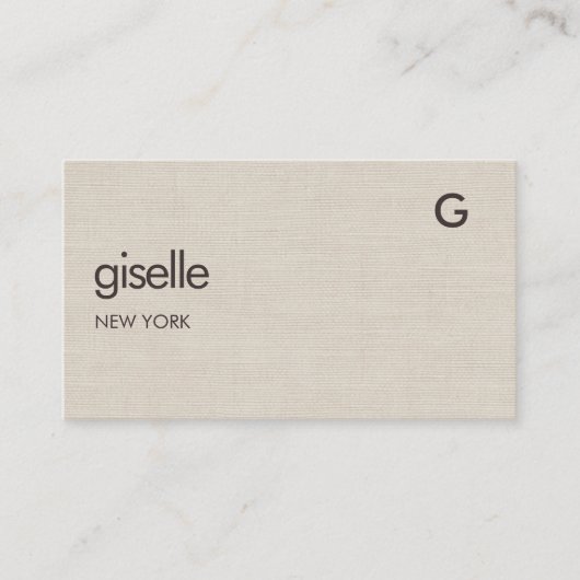Carte De Visite Linen QR Code Minimalist Monogram (Devant)