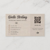 Carte De Visite Linen QR Code Photo Monogram Social Media  (Devant)