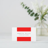 Carte De Visite Linen Red Stripes Original Clean Professional (Debout devant)