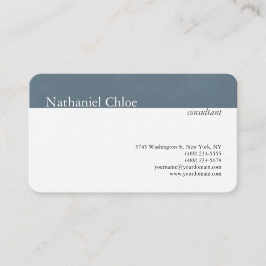 Carte De Visite Linen tendance Bleu Gris Gris Gris Creative Modern (Devant)