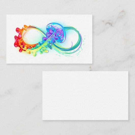 Carte De Visite L'infini avec la méduse arc-en-ciel (Devant / Derrière)