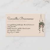 Carte De Visite Linge Beige Abstrait Vase Plante Succulents (Dos)