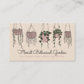 Carte De Visite Linge Beige Abstrait Vase Plante Succulents (Devant)