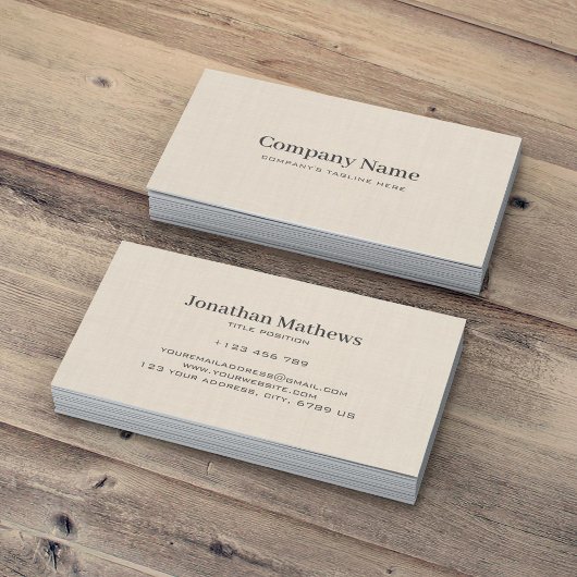 Carte De Visite Linge Beige Crème Texture Simple Élégant Monogramm