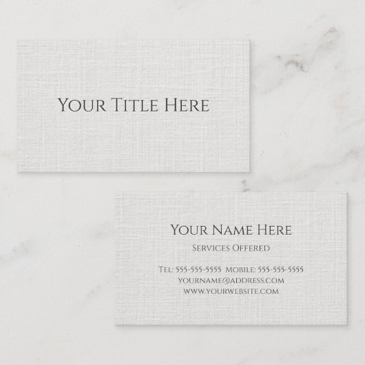 Carte De Visite Linge blanc simple classique moderne (Devant / Derrière)