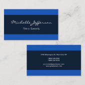 Carte De Visite Linge Bleu Lined Contemporain tendance Professionn (Devant / Derrière)