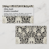 Carte De Visite Linge de dentelle mariage blanc classique jolie (Devant / Derrière)