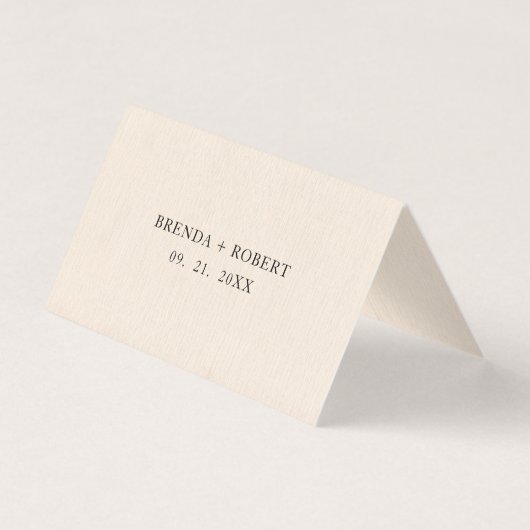 Carte De Visite Linge de lit beige Simple Script noir Mariage Cart (Dos)
