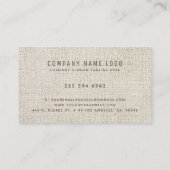 Carte De Visite Linge de lit Beige Texture Professionnelle Aspect  (Dos)