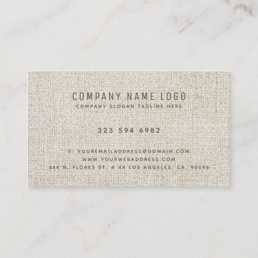 Carte De Visite Linge de lit Beige Texture Professionnelle Aspect  (Dos)