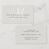 Carte De Visite Linge de lit simple Monogramme minimal (Devant / Derrière)