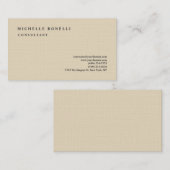 Carte De Visite Linge de luxe Beige classique Plaine professionnel (Devant / Derrière)