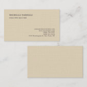 Carte De Visite Linge de Luxe Beige Classique Simple Professionnel (Devant / Derrière)