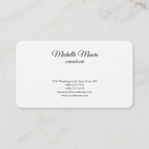 Carte De Visite Linge de luxe Noir & Blanc Plat Classique Minimal