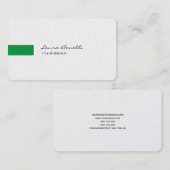 Carte De Visite Linge de luxe noir blanc vert professionnel modern (Devant / Derrière)