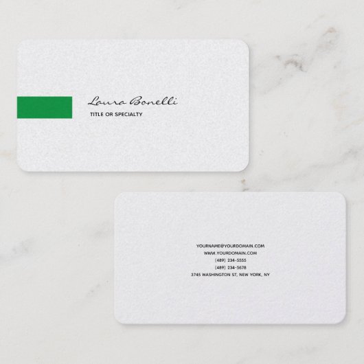 Carte De Visite Linge de luxe noir blanc vert professionnel modern (Devant / Derrière)