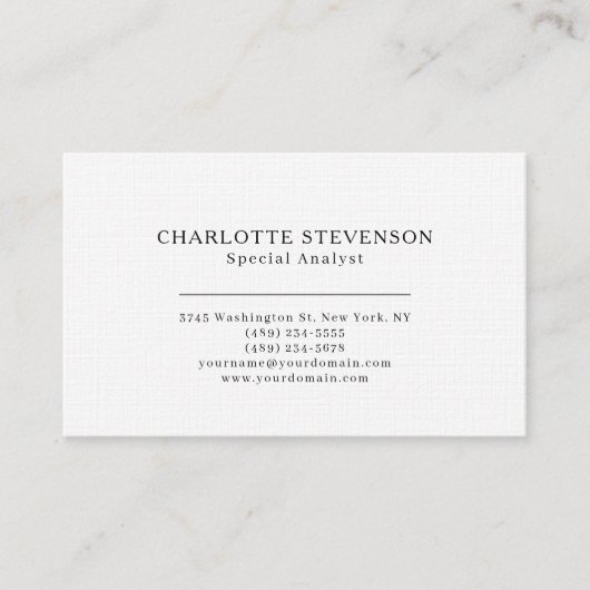 Carte De Visite Linge de luxe tendance professionnel uni minimalis (Devant)