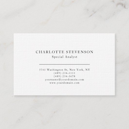 Carte De Visite Linge de luxe tendance professionnel uni minimalis (Devant)