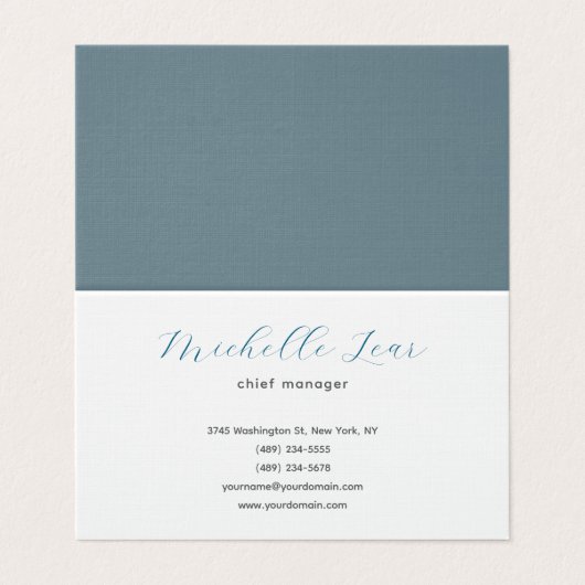 Carte De Visite Linge de maison de luxe bleu et blanc classique (Extérieur déplié)