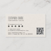 Carte De Visite Linge de maison en lin beige clair Code QR (Dos)