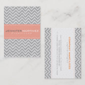 Carte De Visite Linge de Motif gris clair et orange Chevron (Devant / Derrière)