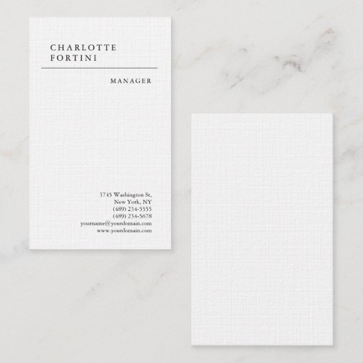 Carte De Visite Linge de qualité Premium simple et moderne (Devant / Derrière)