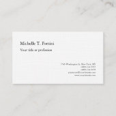 Carte De Visite Linge de qualité supérieure Noir Blanc Plat Minima (Devant)