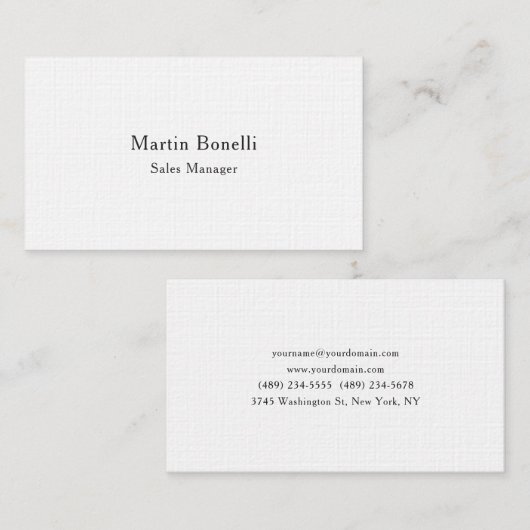 Carte De Visite Linge de qualité supérieure Unique Classique Simpl (Devant / Derrière)