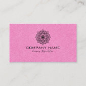 Carte De Visite Linge De Toilette Rose Clair Avec Mandala Noir (Devant)