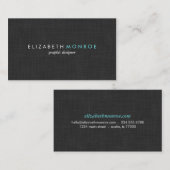 Carte De Visite Linge gris charbon Texture Sleek Simple (Devant / Derrière)