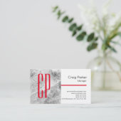 Carte De Visite Linge moderne gris blanc Monogramme professionnel (Debout devant)