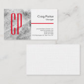 Carte De Visite Linge moderne gris blanc Monogramme professionnel (Devant / Derrière)