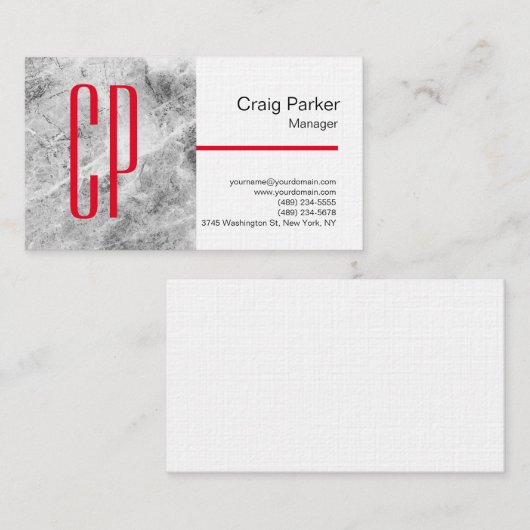 Carte De Visite Linge moderne gris blanc Monogramme professionnel (Devant / Derrière)